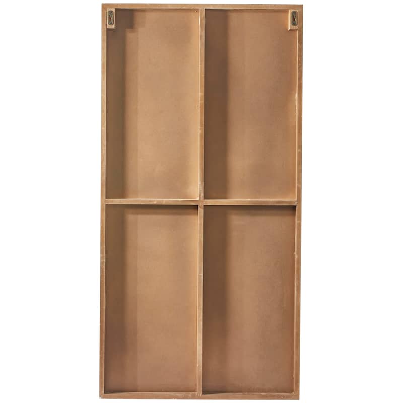 Light Brown Wood Triangle Mirrored Geometric Wall Decor