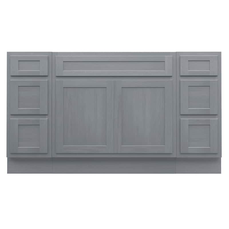 Vanity Art 60" Oak Freestanding Bathroom Vanity Cabinet without Top - Silver