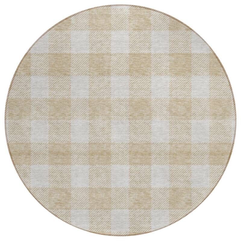 Machine Washable Indoor/ Outdoor Chantille Plaid Rug