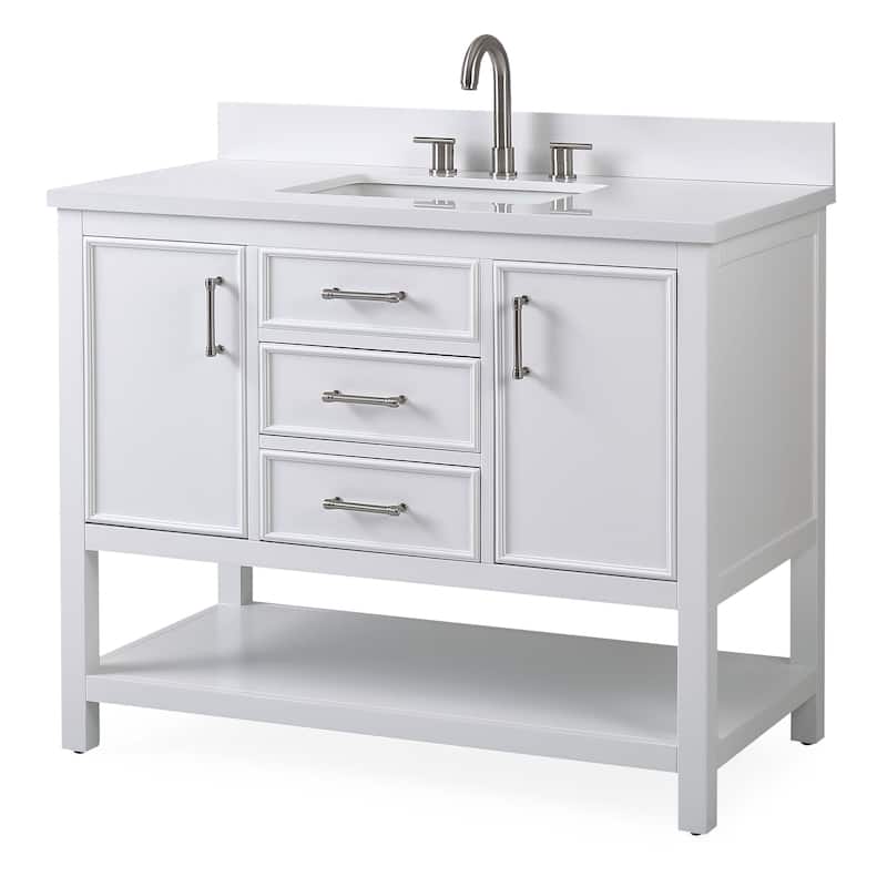 42" Tennant Brand Felton White Finish Single Sink Bathroom Vanity