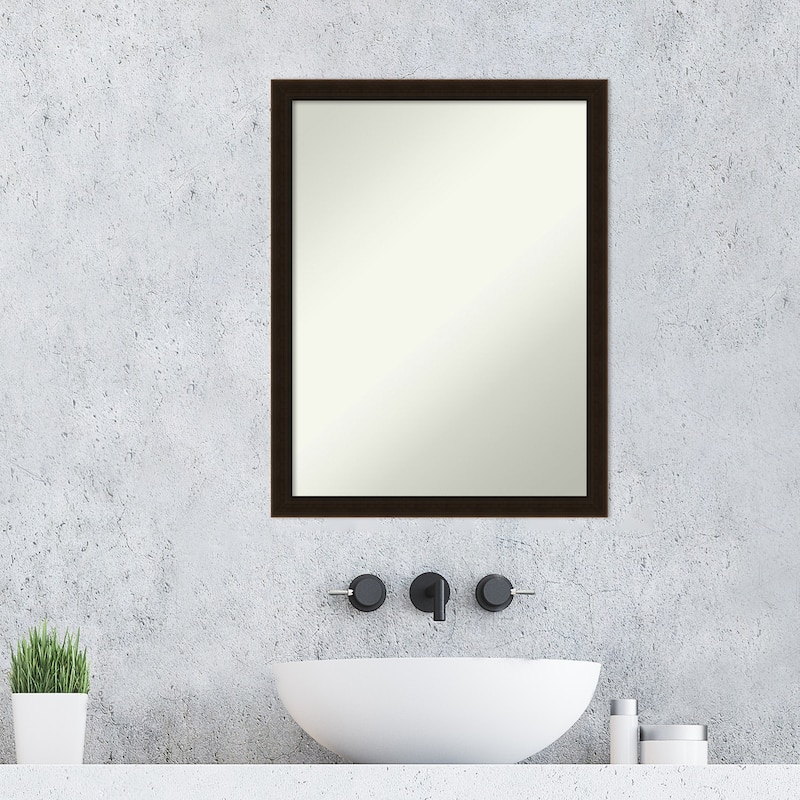 Non-Beveled Wood Bathroom Wall Mirror Frame - Espresso Brown