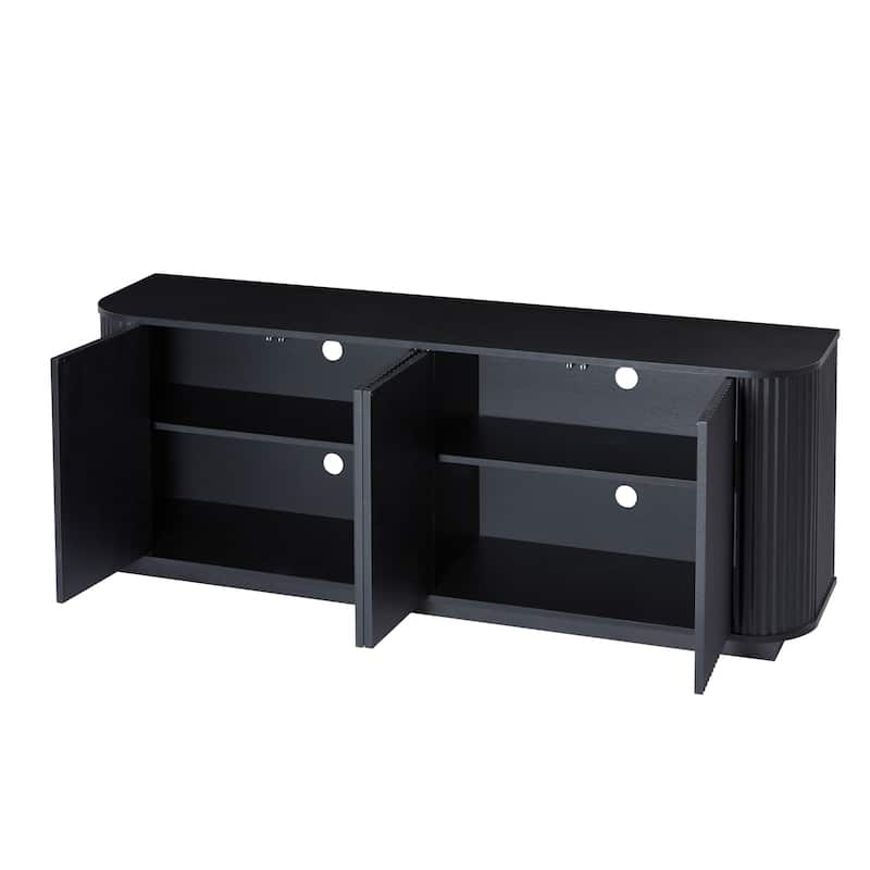 Sideboard Storage Cabinet TV Stand with wave pattern Buffet Cabinet Wooden Vertical Striped Cabinet, 64"W x 15"D x 24"H