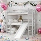 preview thumbnail 1 of 14, Full-Over-Full-Over-Full Triple Bunk Bed with Convertible Ladder and Slide - Solid Pine White