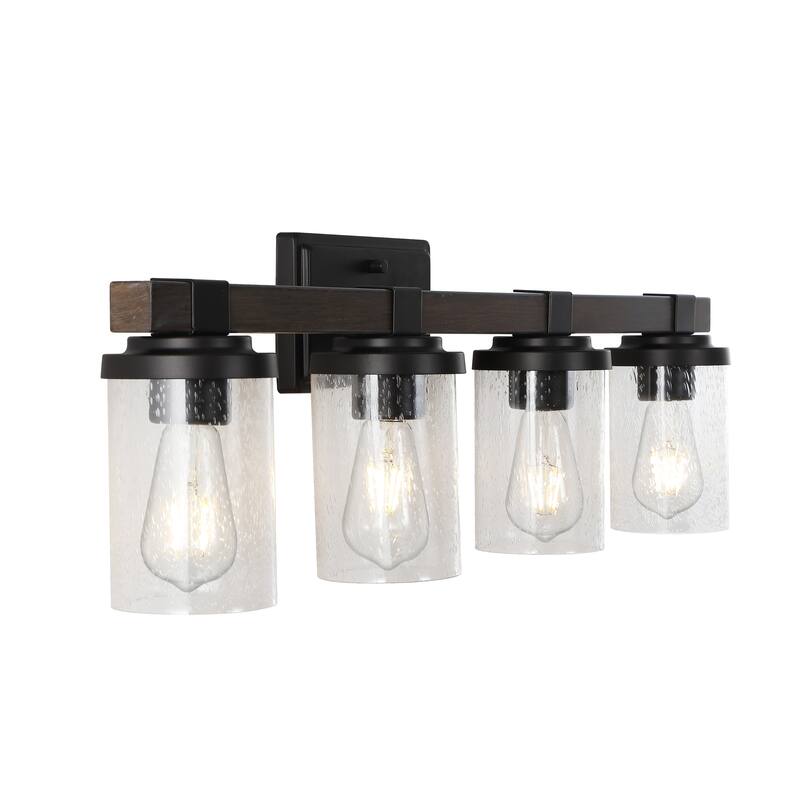 Ferme Iron/Seeded Glass Rustic Farmhouse LED Vanity Light, by JONATHAN Y