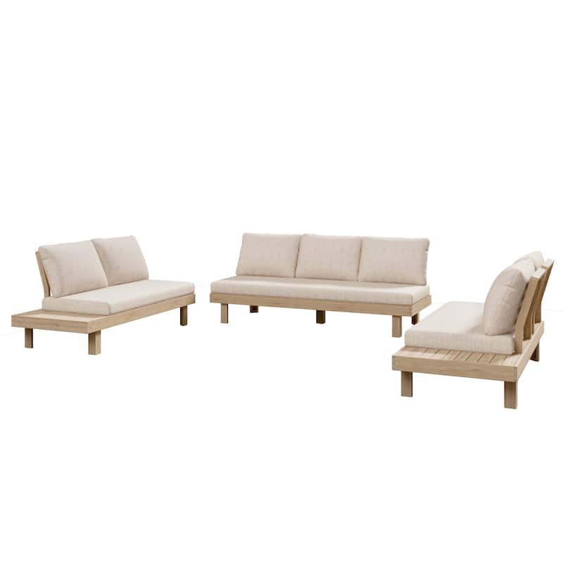 Christopher Knight Home - Topia Mid-Century Outdoor Sectional Sofa Set with Coffee Table and Water-Resistant Cushions