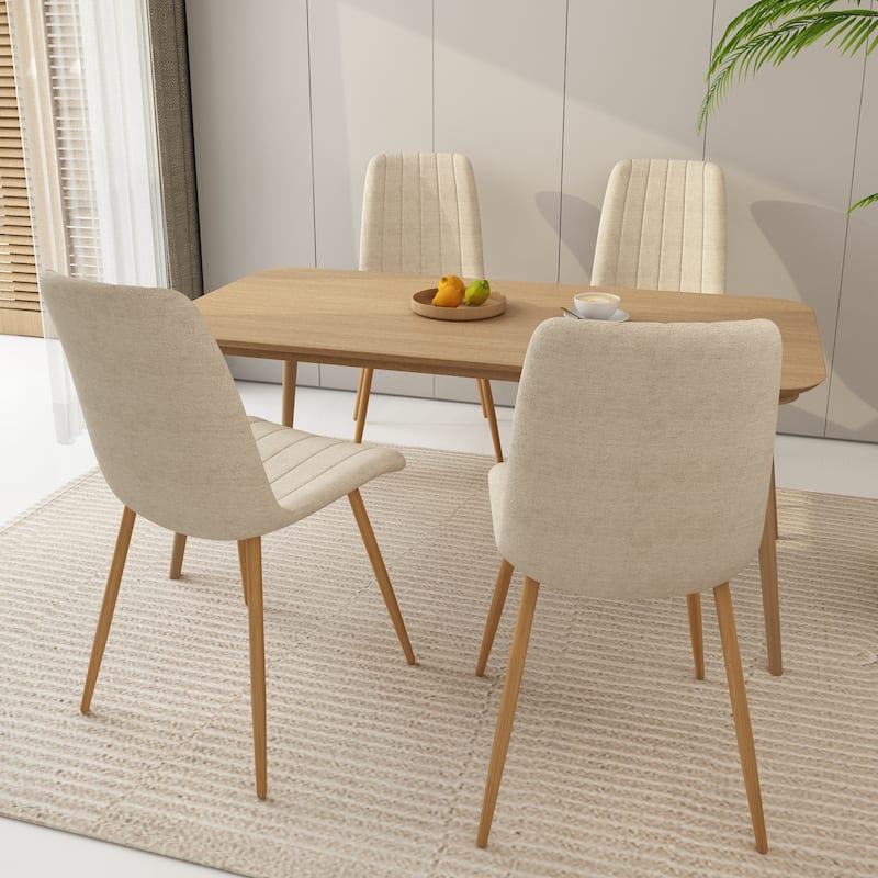 Modern Style Linen Solid Back Side Chair,Set of 4 Dining Chairs