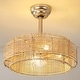 preview thumbnail 1 of 21, 19.69'' Boho Rattan Caged Ceiling Fan 19.29“ - Gold - Hardwired/Remote