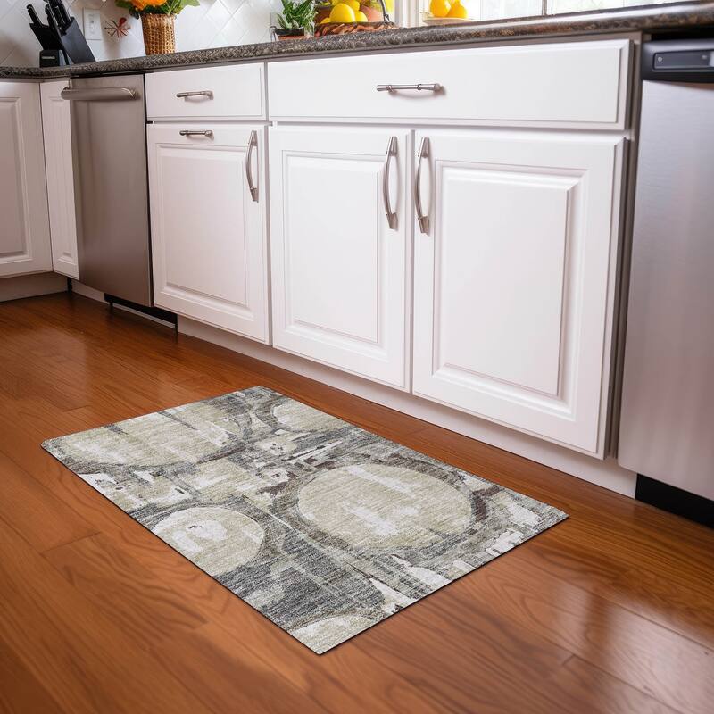 Premium Washable Super Soft Contemporary Casual Mayfield Rug - Tan - 1'8" x 2'6"