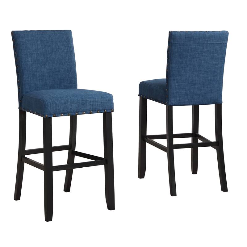Fabric Bar Stools with Nailhead Trim, Set of 2
