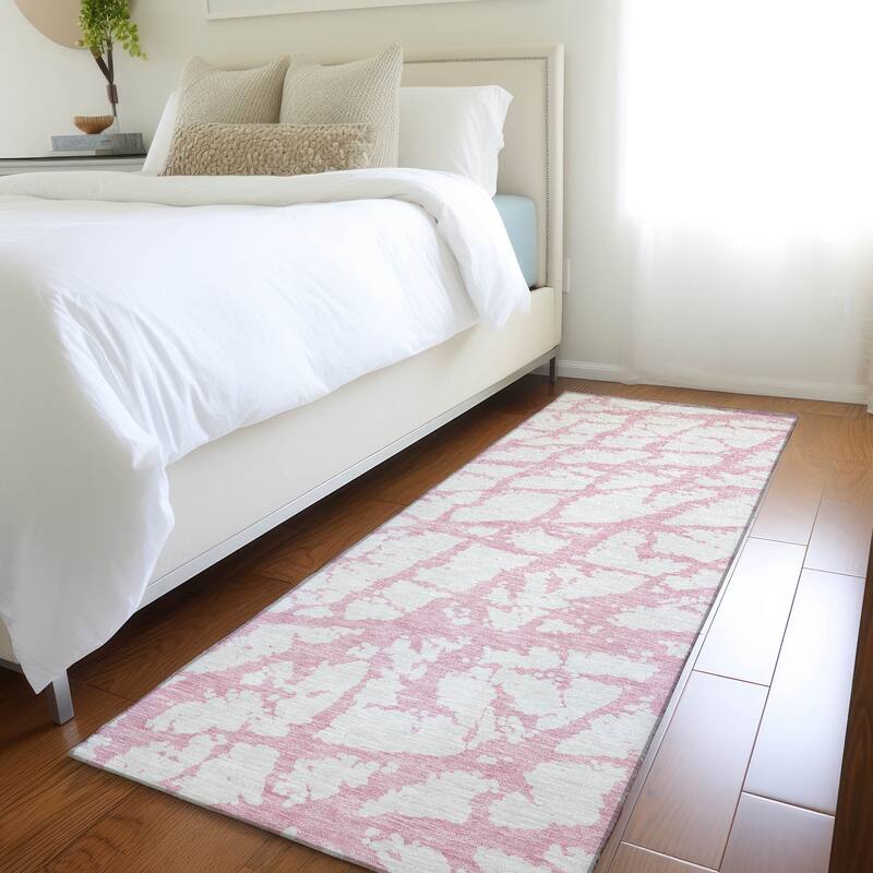Premium Washable Super Soft Modern Crackle Mayfield Rug - Pink - 2'3" x 7'6"