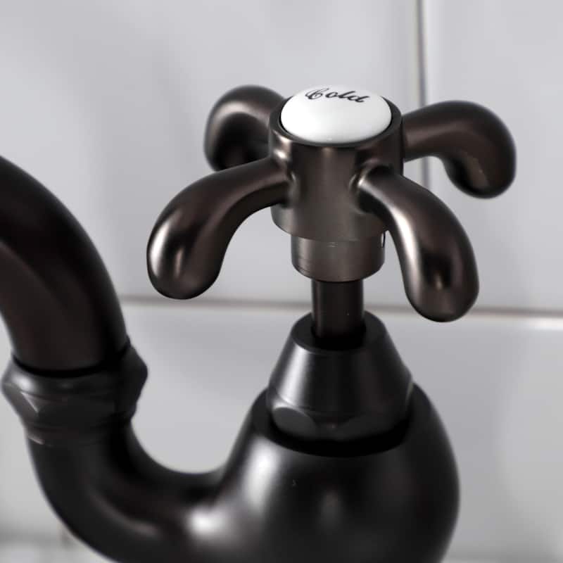French Country Bridge Bathroom Faucet with Brass Pop-Up