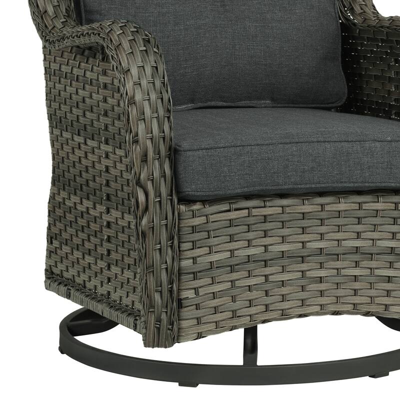 3 Pieces Outdoor Swivel Rocking Chair Patio Bistro Set with Side Table