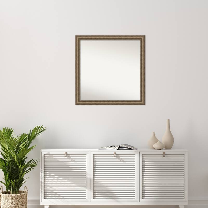 Angled Non-Beveled Wood Framed Wall Mirror