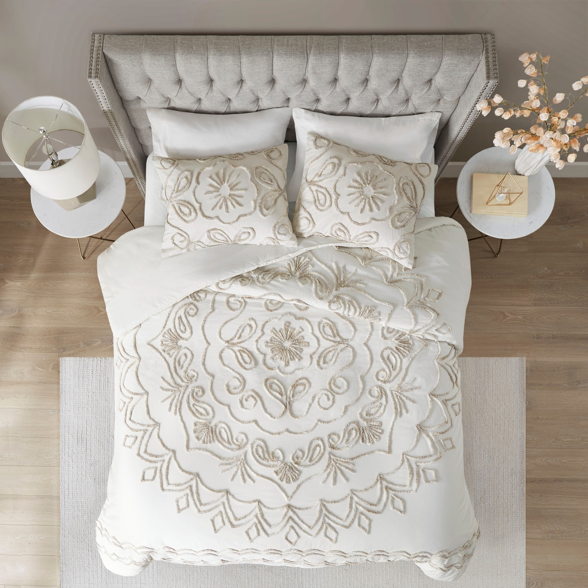 Madison Park Violette 3 Piece Tufted Cotton Chenille Duvet Cover Set