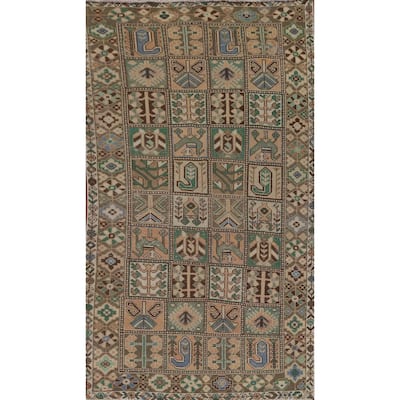 Garden Design Bakhtiari Persian Vintage Rug Hand-Knotted Wool Carpet - 5'1"x 9'7"