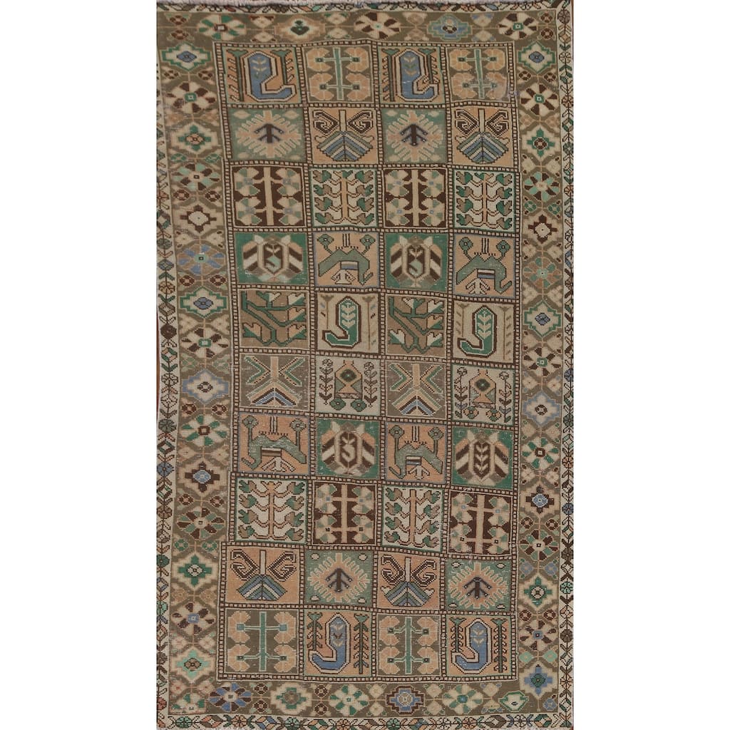 Garden Design Bakhtiari Persian Vintage Rug Hand-Knotted Wool Carpet - 5'1"x 9'7"