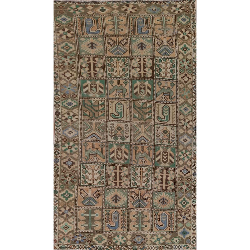 Garden Design Bakhtiari Persian Vintage Rug Hand-Knotted Wool Carpet - 5'1"x 9'7"