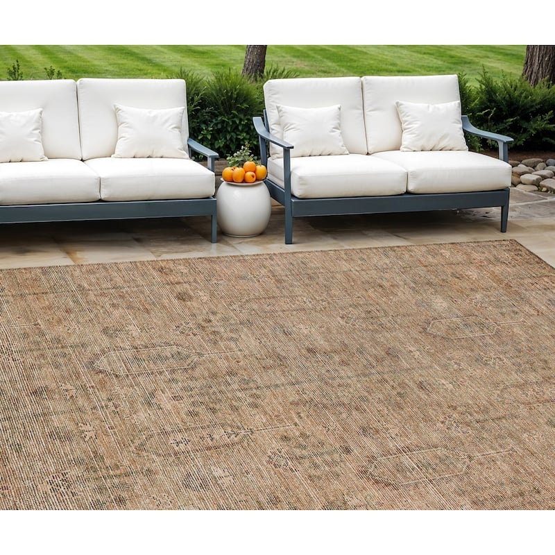 HomeRoots Southwestern Transitional Rectangle Outdoor Rug - 10' X 14'