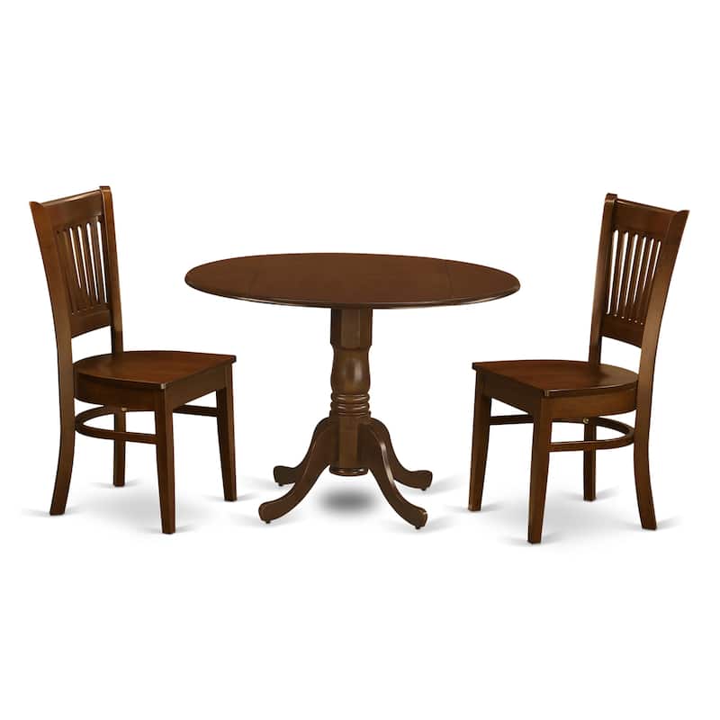 East West Furniture 3 Piece Kitchen Table Set Contains a Round Dining Room Table and 2 Kitchen Chairs, Espresso (Seat Options)