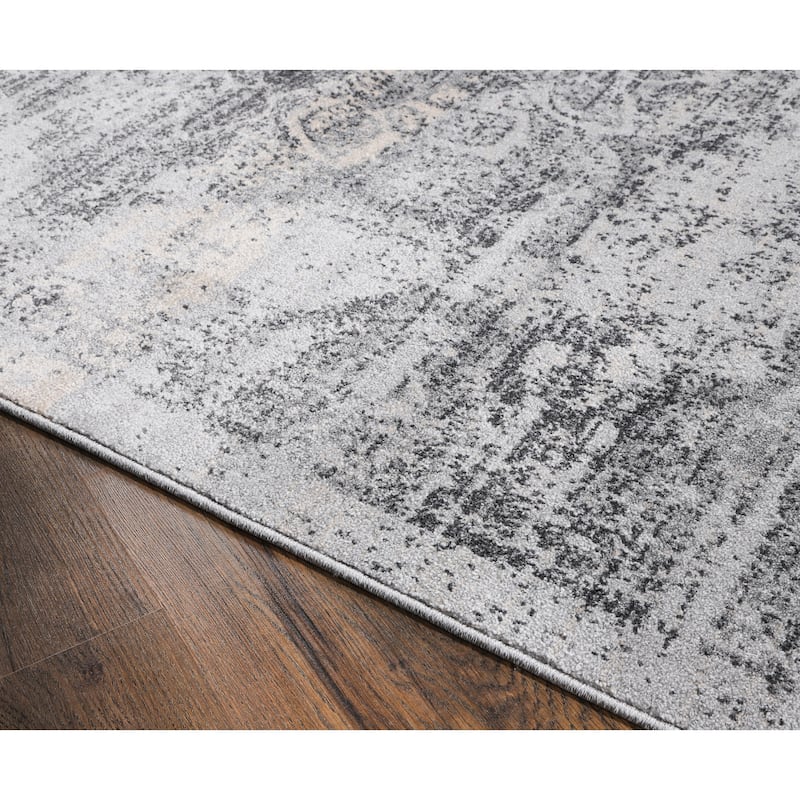 Angel Collection Faded Grey Abstract Area Rug