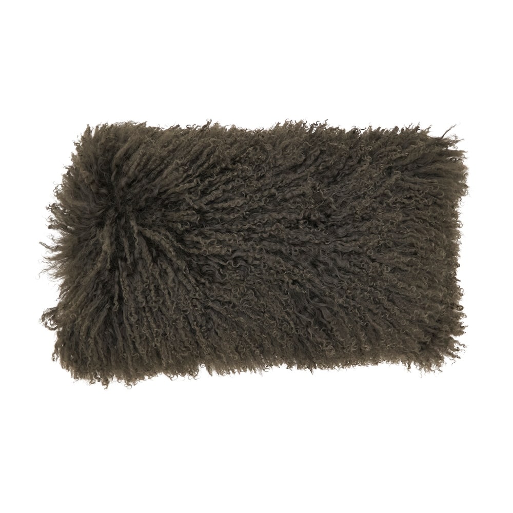Poly-filled Mongolian Lamb Throw Pillow