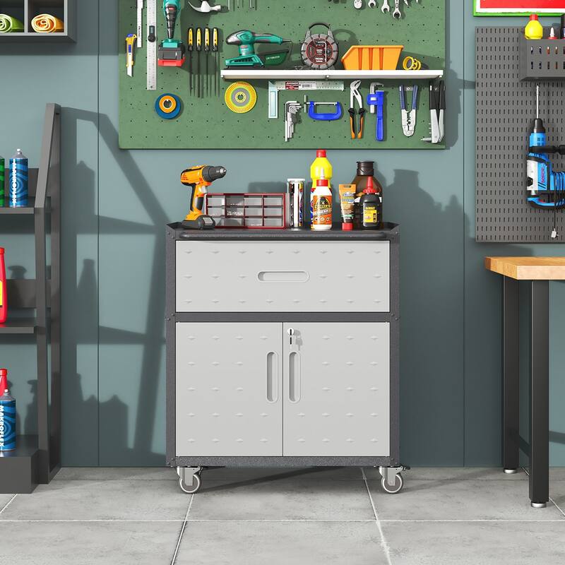 Heavy-Duty Mobile Tool Cabinet for Garage - Grey