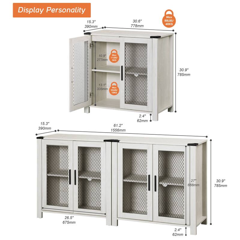 WAMPAT Bookcase with Mesh Door and Adjustable shelf