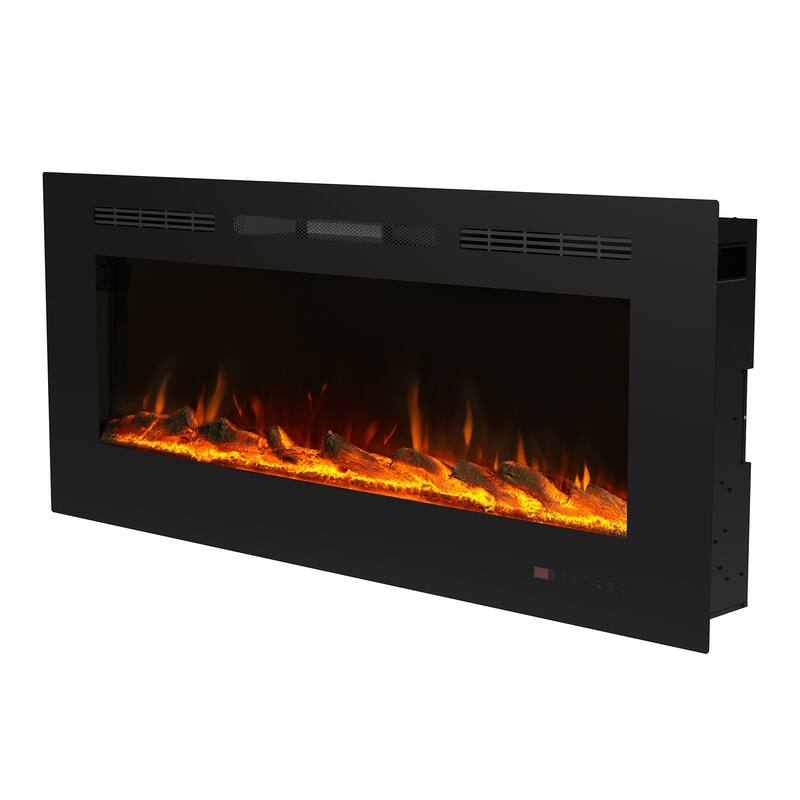 42" Modern Recessed Wall Mounted Electric Fireplace Heater with Remote and 3 Realistic Flame