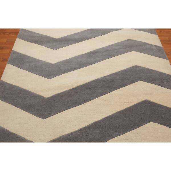 Shop 5 4x7 6 Hand Tufted 100 Wool Graphic Oriental Area Rug Ivory Grey Color 5 4 X 7 6 5 4 X 7 6 On Sale Overstock 31515284