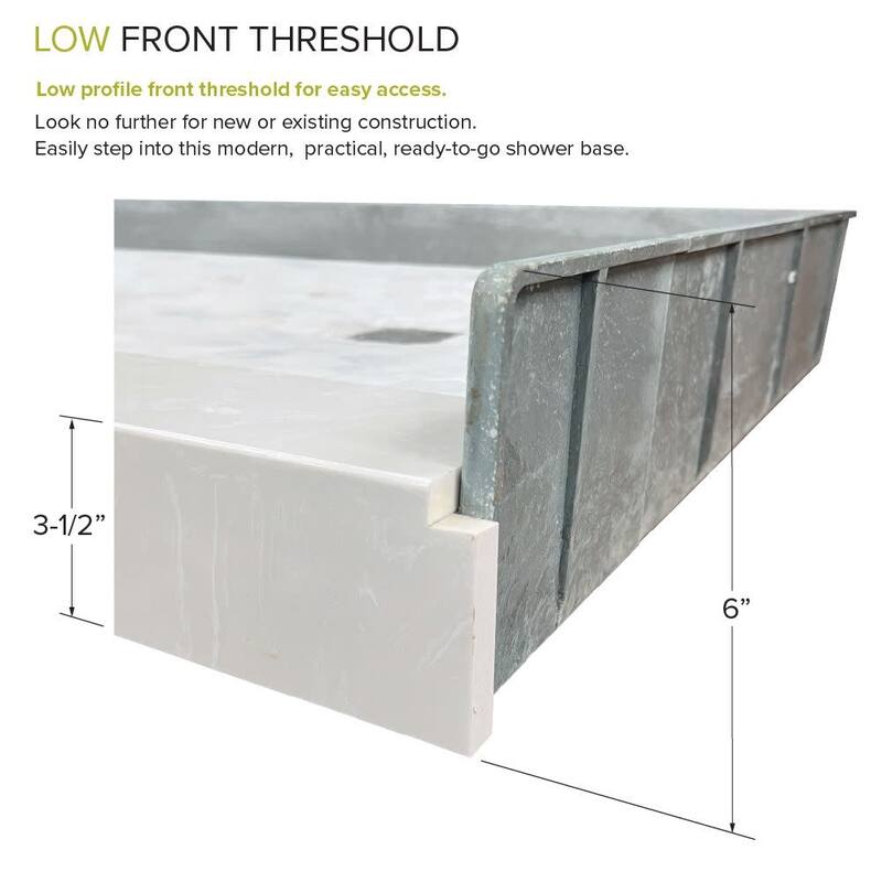 Transolid FPT6036L 60" x 36-1/4" Rectangular Shower Base with Single