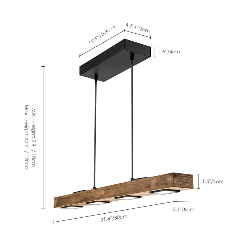6/7/8-Light Modern Farmhouse Linear Wood LED Pendant Light for Kitchen Island