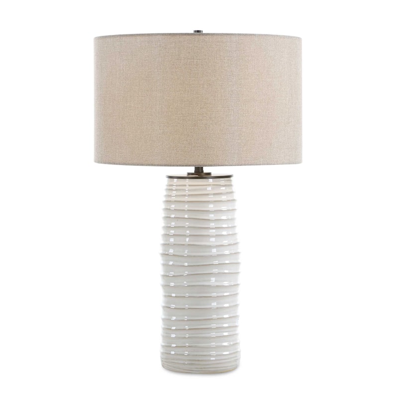 Uttermost Barat White Ceramic Table Lamp - 17.00" W x 27.50" H x 17.00" D