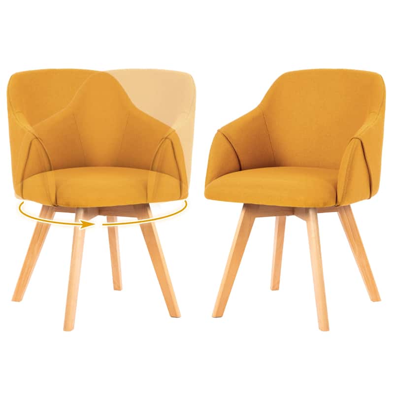 Upholstered Swivel Dining Chairs Set of 2 with Solid Wood Legs - 33.1" H x 21.5" W x 22.5" D