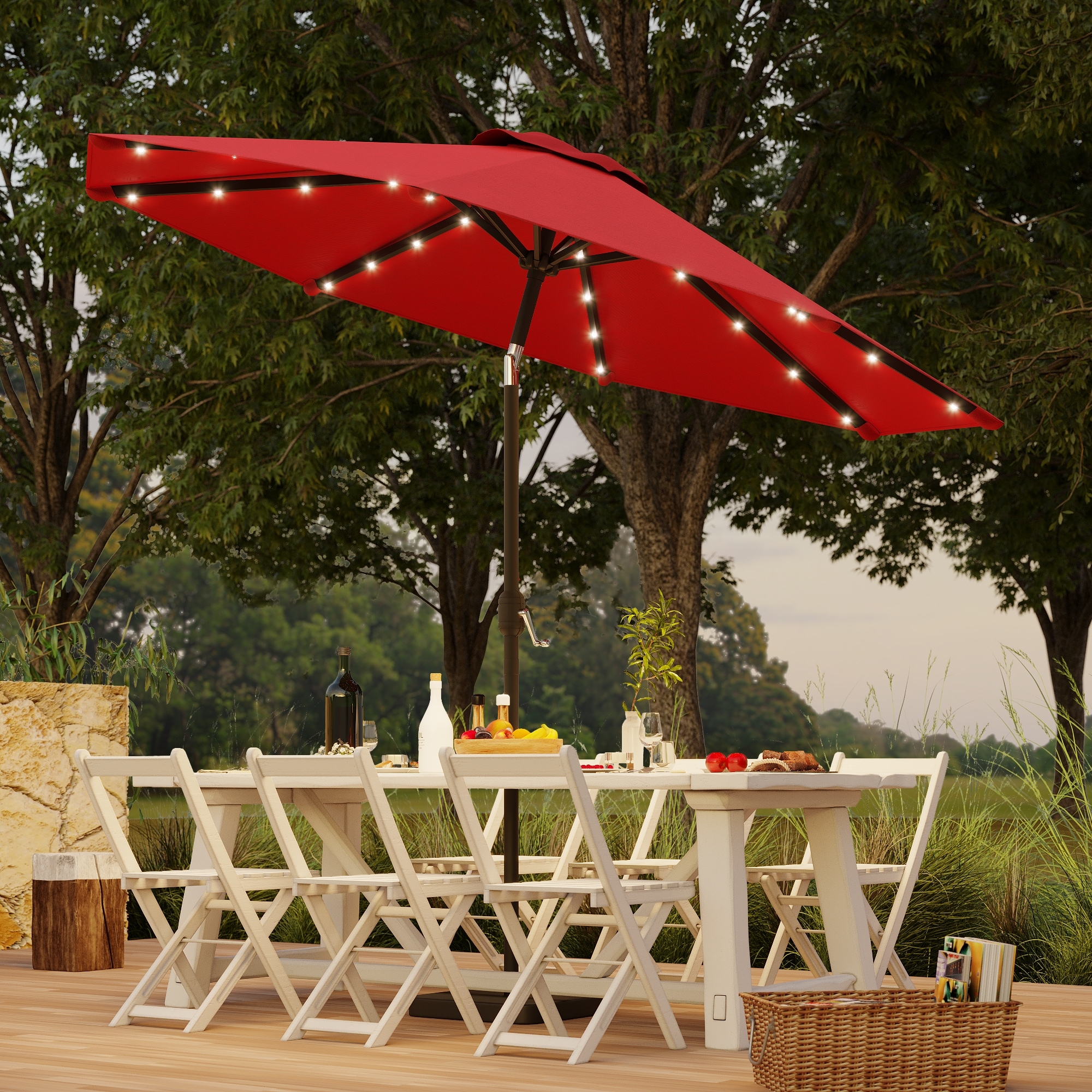 9 ft patio umbrellas with solar lights AreShark 9FT Umbrella Lights, 32 Lighted Pool Umbrella w/Tilt and Crank, Outdoor Market Solar for Garden, Deck, Backyard, Pool and Beach, Navy : Patio, Lawn & The 360 Pellebant Double Top 9 ft.