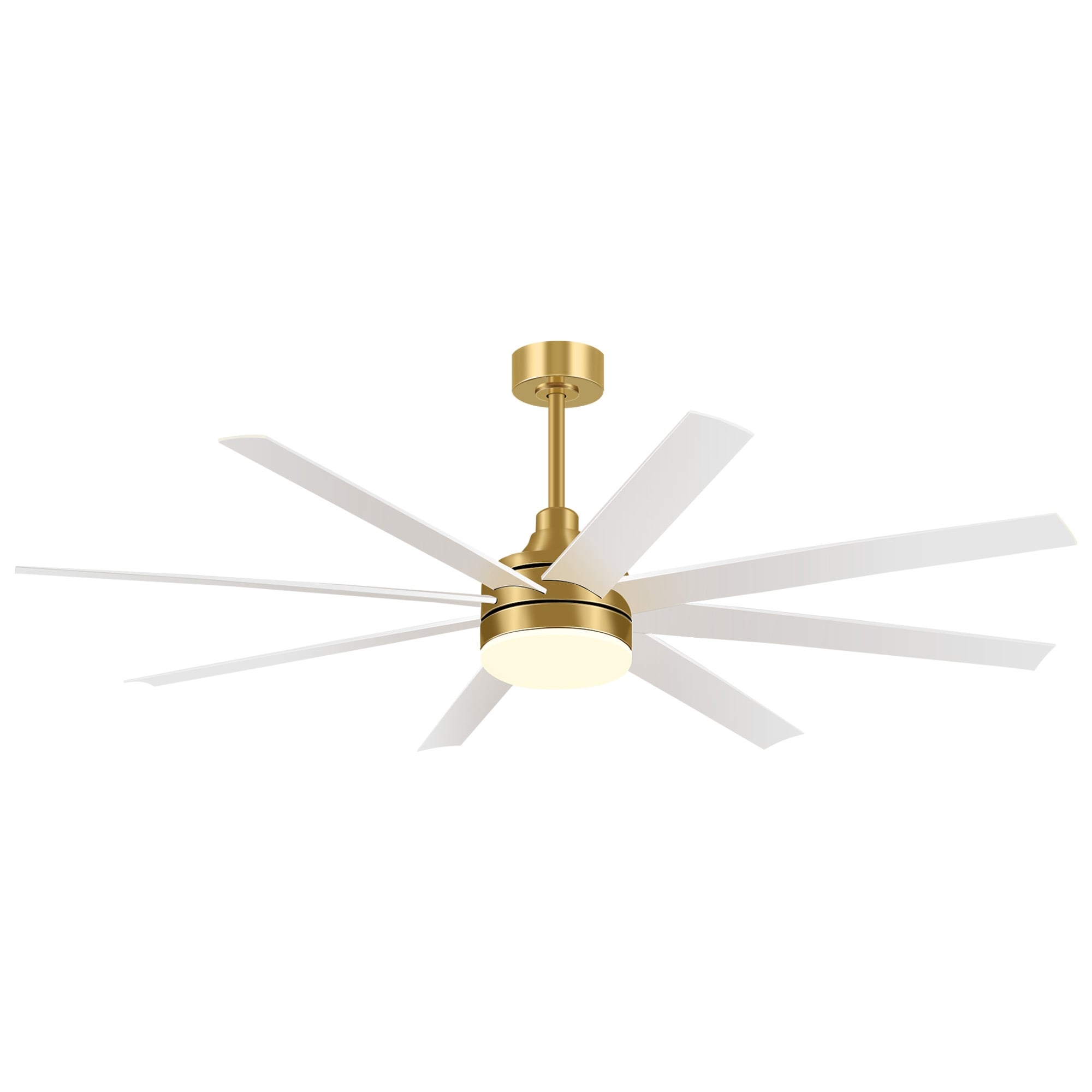 65" LED Ceiling Fan with Light, 8-Blade ABS, Dimmable 3 CCT, 6-Speed DC Motor, Reversible, Quiet Downrod Mount, Remote Control