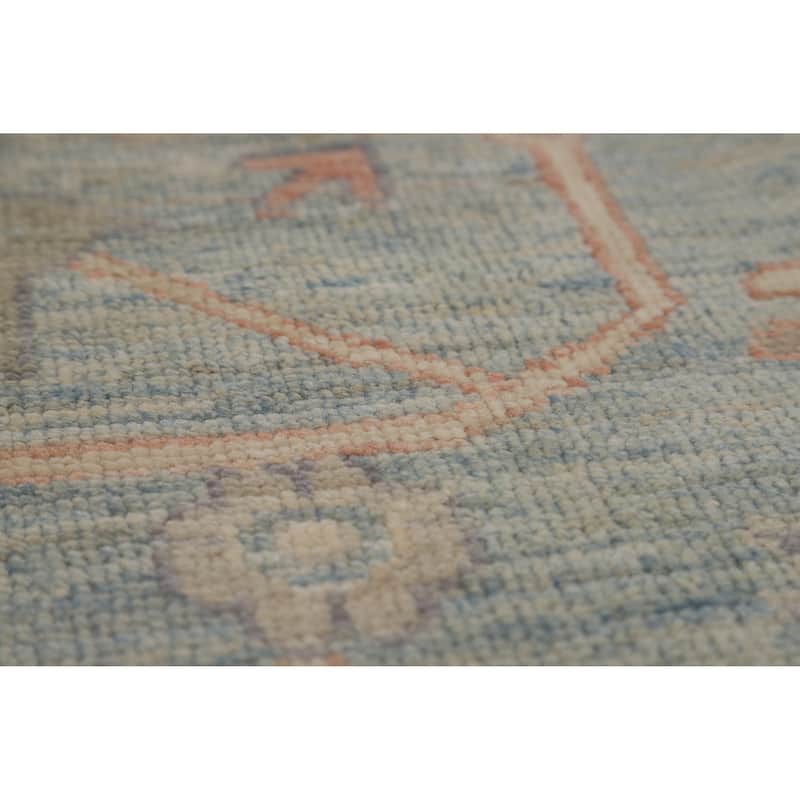Hand Knotted Oriental 100% Wool Carpet Transitional All-Over Navy Blue & Blues Oushak Area Rug - 12' 2'' X 9' 0''