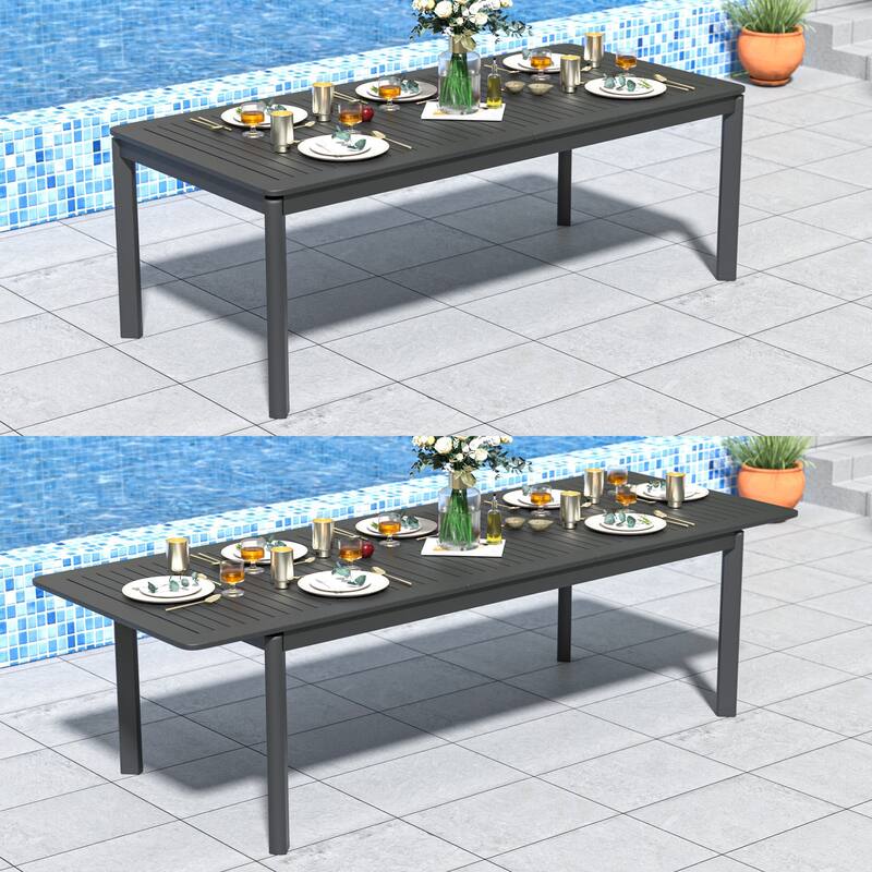 DESwan 108 in. x 39 in. Aluminum Extendable Outdoor Dining Table
