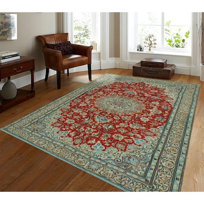 Fine Vintage Distressed Aristocr Red/Beige Rug - 5'1" x 6'5"