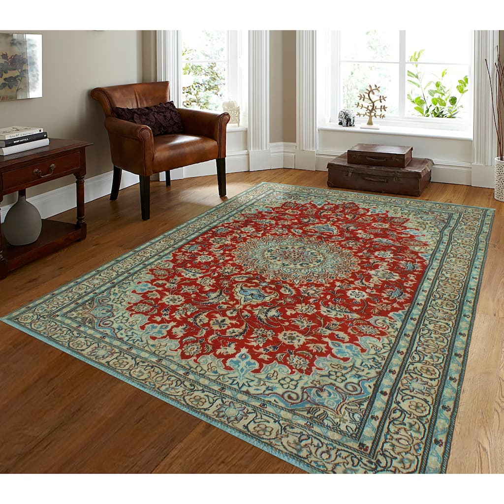Fine Vintage Distressed Aristocr Red/Beige Rug - 5'1" x 6'5"