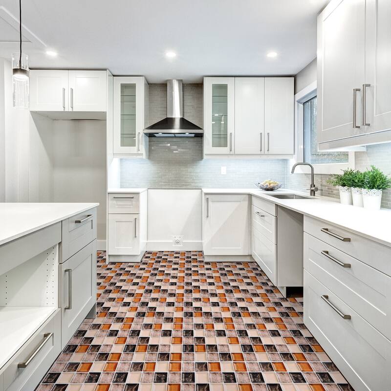 10 Sheets Peel and Stick Tiles Backsplash, 3.94x3.94x0.01" Black Beige