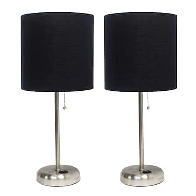 Simple Designs 19.5" 2 Pack Table Desk Lamp Set with Charging Outlet - 19.50