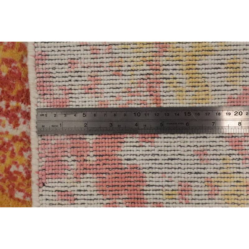 Hand Knotted Oriental Viscose Silk Carpet Modern All-Over Oranges & Rust Abstract Area Rug - 5' 9'' X 4' 0''