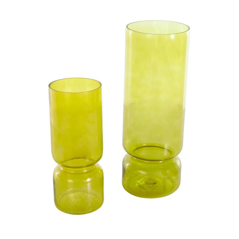 Blue or Green Glass Modern Round Vase (Set of 2)