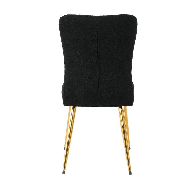 Modern Black Teddy Upholstered Dining Chair Set of 4, with Gold-plated Metal Legs