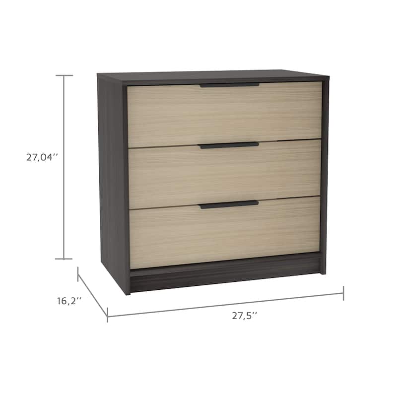 FM Furniture Washington 3 Drawer Dresser with Metal Handles