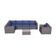 preview thumbnail 1 of 8, LSI 7 Piece Rattan Sunbrella Sectional Seating Group with Cushions Navy Blue