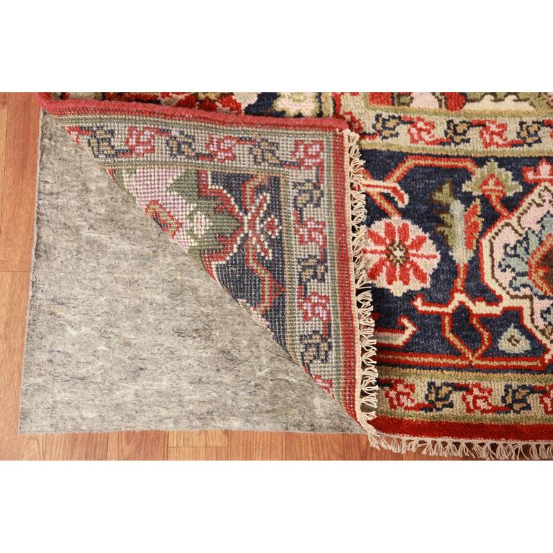 Geometric Heriz Serapi Oriental Area Rug Handmade Orange Wool Carpet - 8'11" x 12'0"