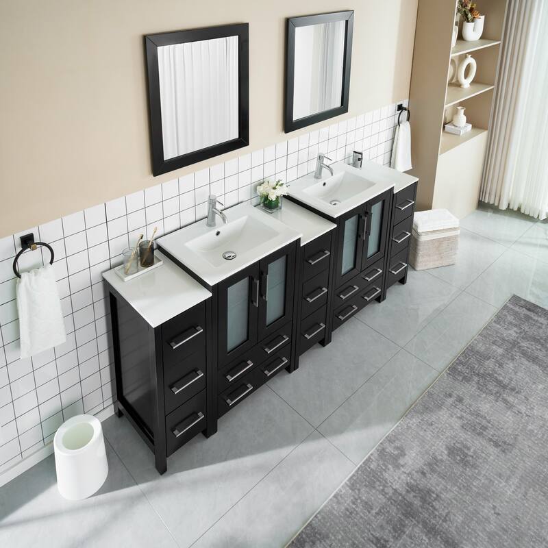 Vanity Art 84-Inch Double Sink Bathroom Vanity Set with Top and Free Mirrors - 84 X 18.1 X 35.8