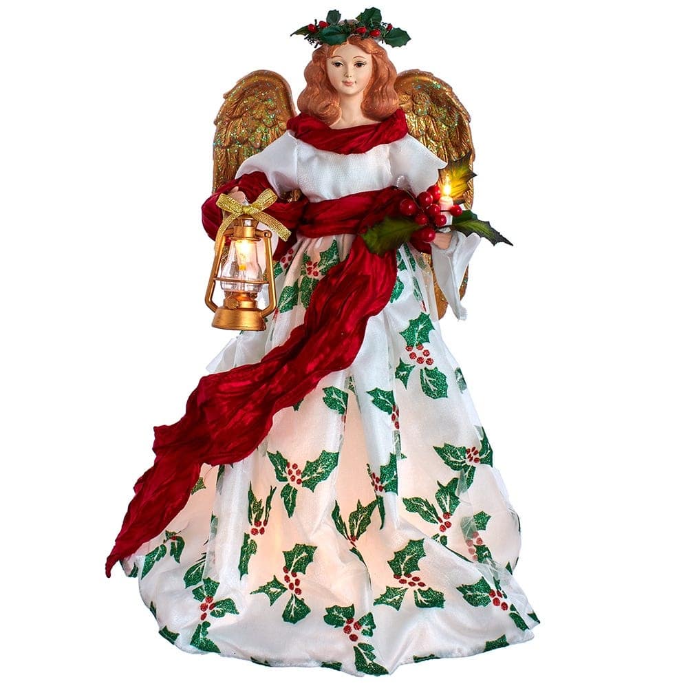 Kurt Adler 16-Inch 10-Light Holiday Formal Angel Tree Topper - White