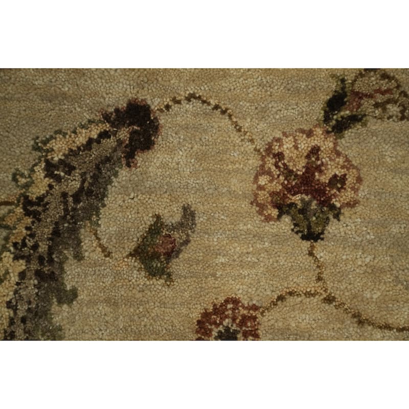 Hand Knotted Oriental 100% Wool Carpet Traditional Traditional Beige & Ivories Agra Area Rug - 10' 1'' X 7' 11''